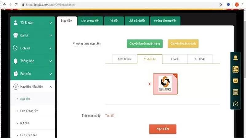 Quy tr&igrave;nh nạp tiền tại trang game diễn ra nhanh chỉ với 4 bước
