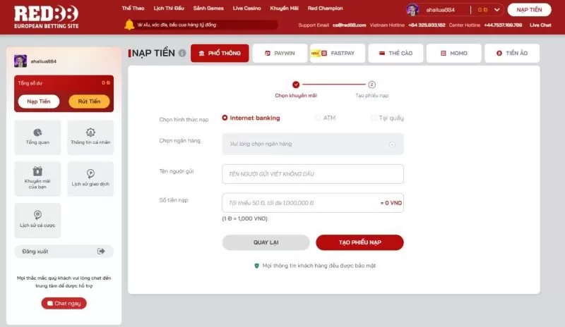 Đa dạng phương thức nạp tiền để người thoải m&aacute;i chọn lựa