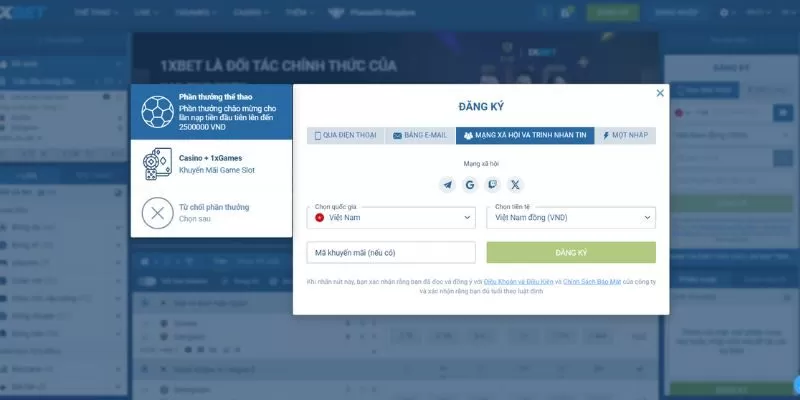 C&aacute;ch sở hữu t&agrave;i khoản tại 1xbet nhanh qua mạng x&atilde; hội v&agrave; tr&igrave;nh nhắn tin